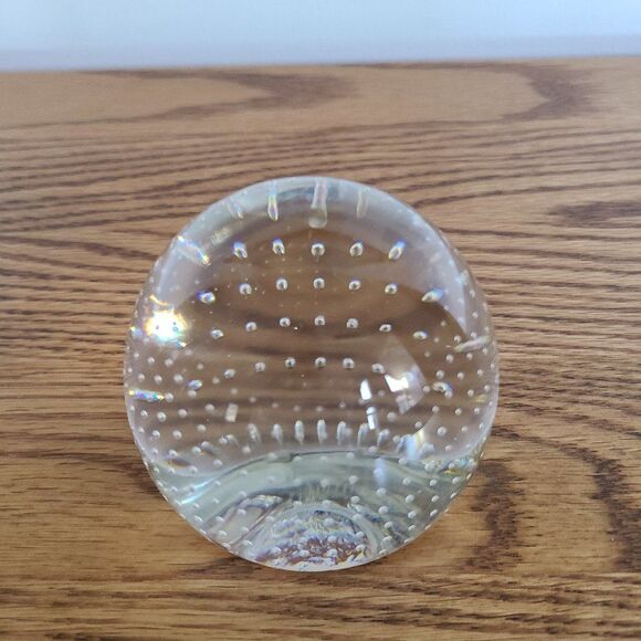 Clear Glass Paperweight Precision Controlled Bubbles in Alignment Vintage - Picture 8 of 10